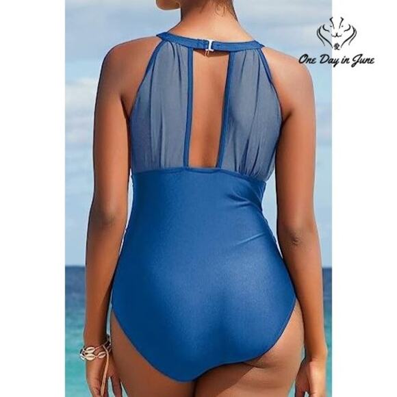 I2CRAZY High Neck Mesh One Piece Swimsuit Size M - Picture 2 of 6